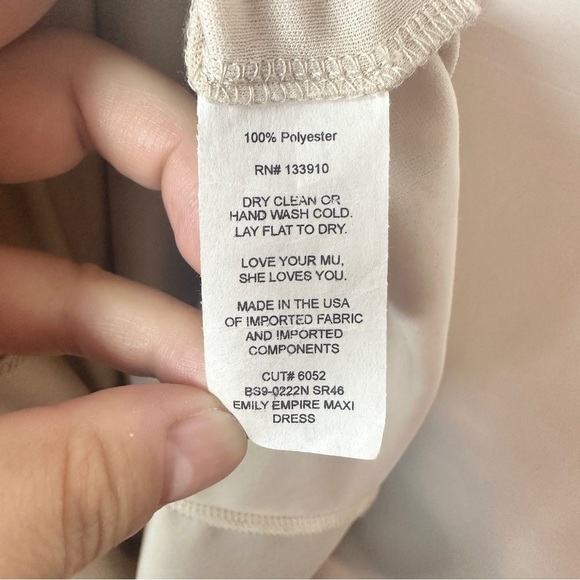 Show Me Your MuMu Emily Empire Maxi Dress Show Me The Ring Crisp Beige Size S - Picture 8 of 13